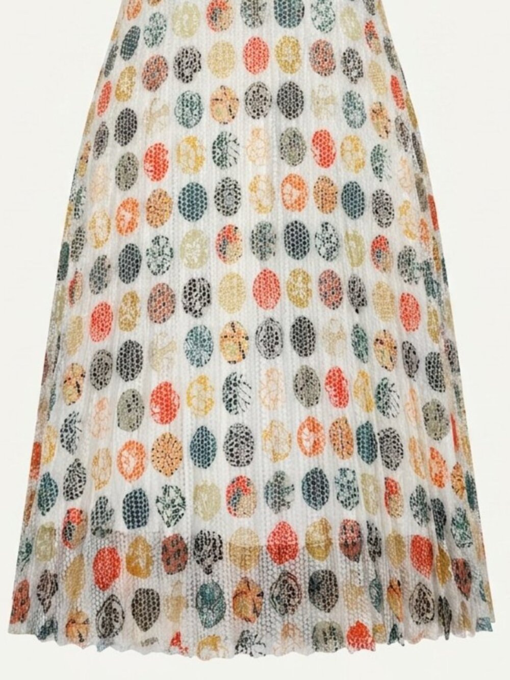 Akris Punto Multicolor Dot Pleated Mesh Dress Cream SZ 12 - Picture 5 of 12